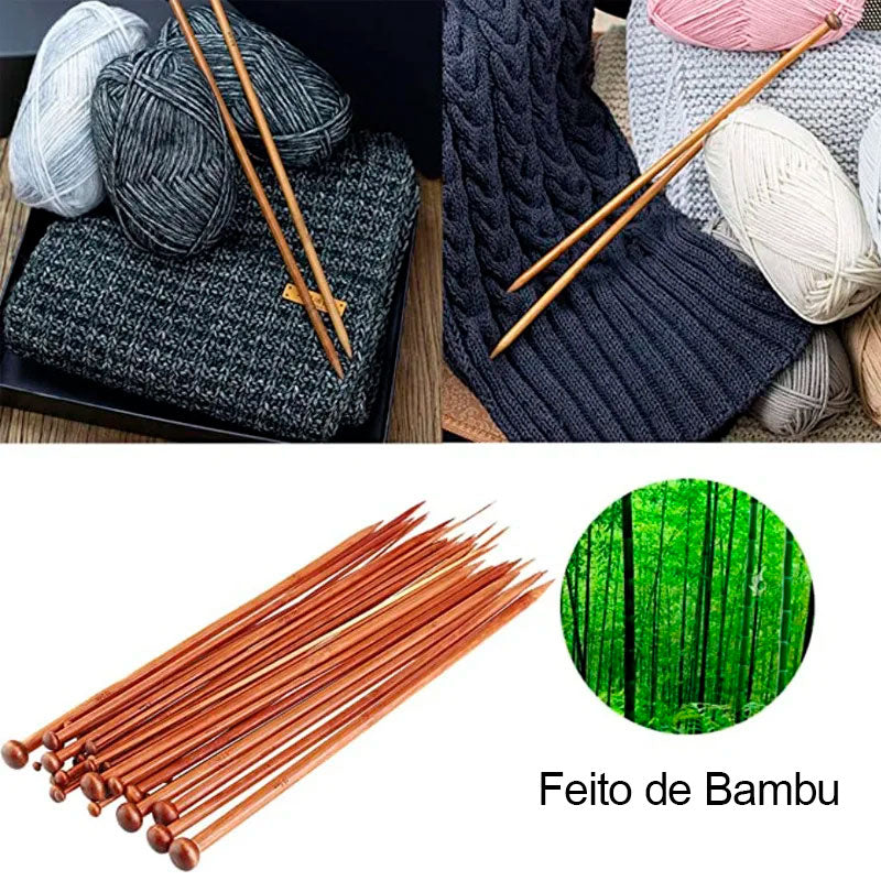 Agulha de Tricô de Bambu 25cm